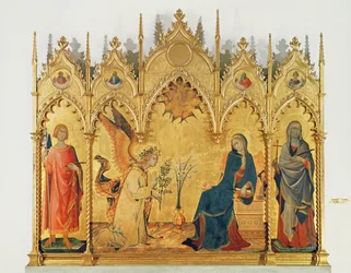 Bebådelsen med två helgon och fyra profeter, 1333 (tempera på panel)